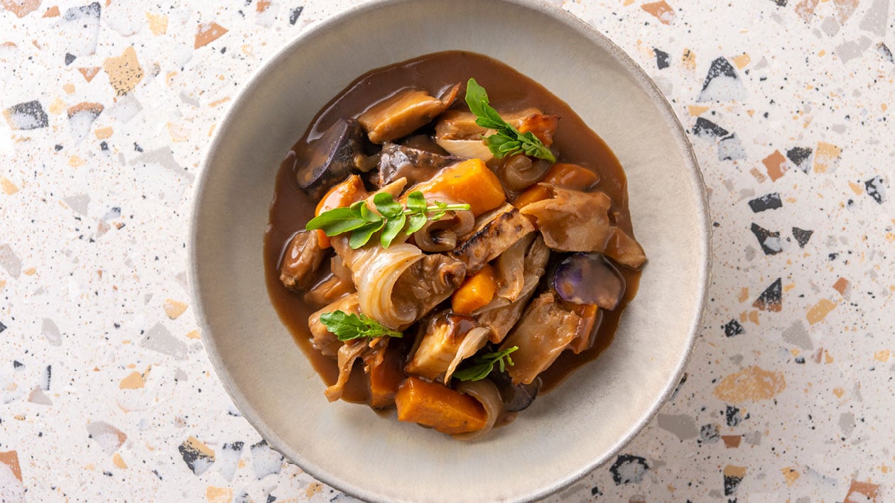 Mijoté végétarien aux légumes d’hiver, à la Kriek et au sirop de Liège